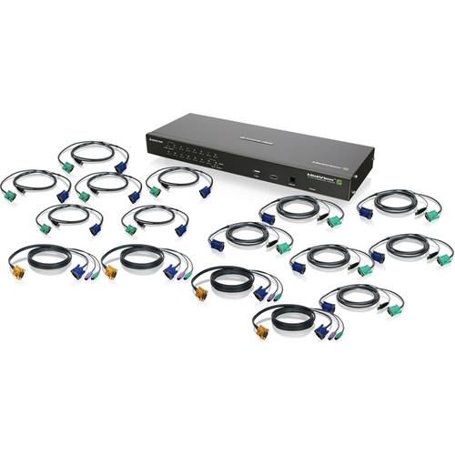 IOGEAR GCS1816iKIT 19" Rack Mount 16-Port IP Based KVM Switch Kit with PS 2 & USB KVM Cables