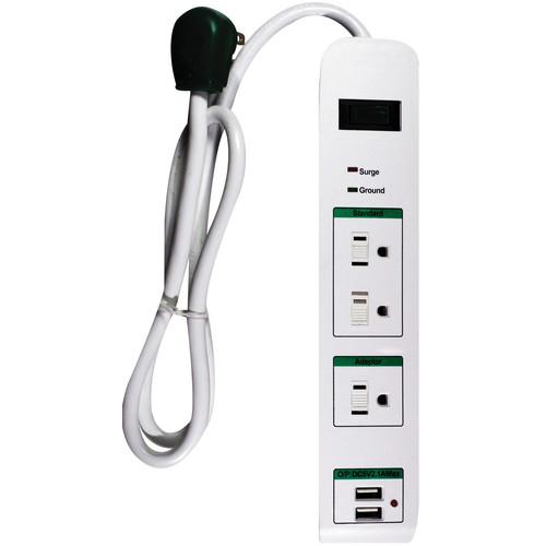 Go Green 3-Outlet Surge Protector with USB Ports