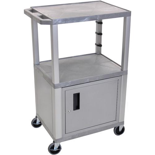 Luxor 42" A V Cart with 2 Shelves, 3-Outlet Electrical Assembly, and Cabinet