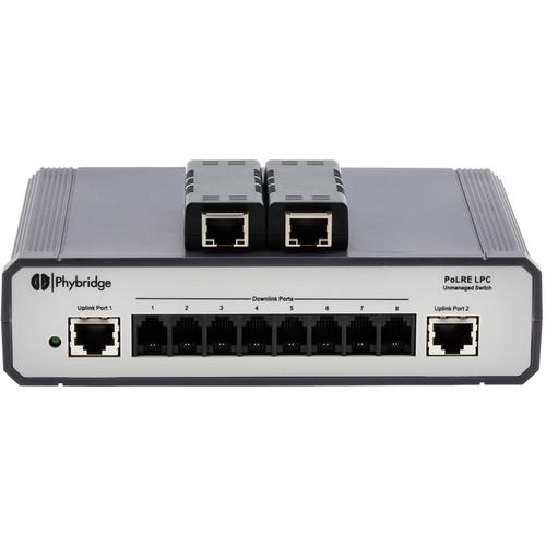 NVT PoLRE LPC RJ11 8-Port Downlink Switch over Two RJ45 IP Uplink Bundle with Two Phylink Adapters