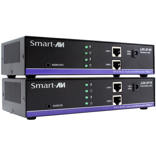 Smart-AVI LDX-2PS Dual-Head DVI-D, RS-232, Audio, and USB Keyboard and Mouse Extender over CATx Cable