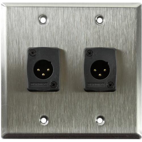 Whirlwind WP2 2MW 2-Gang Wall Plate with 2 Whirlwind WC3M Male XLR Terminals