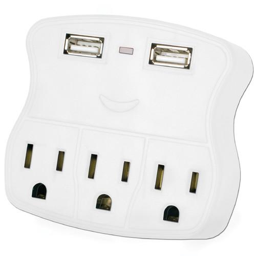 QVS PS-05UW Wallmount Power Block with Dual-USB Ports