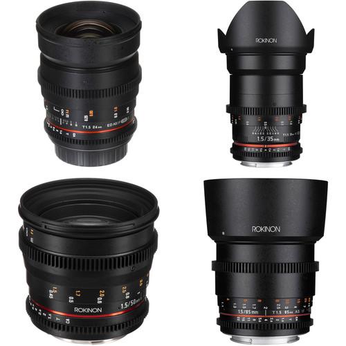 Rokinon 24, 35, 50, 85mm T1.5 Cine DS Lens Bundle for Canon EF Mount