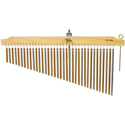 Tycoon Percussion 36 Chrome Bar Chimes on Natural Finish Wood Bar