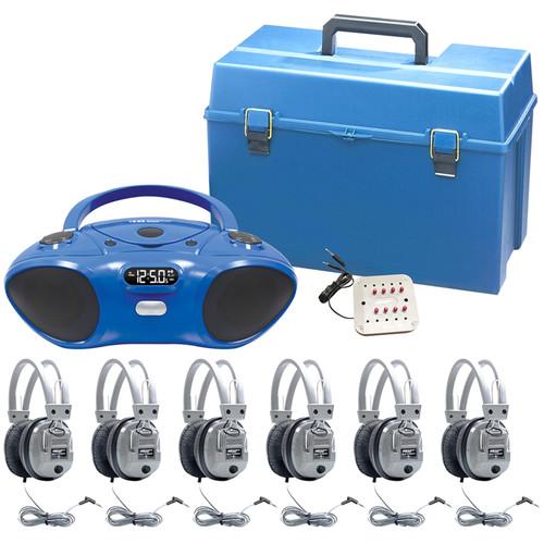 HamiltonBuhl HB-100BT Bluetooth CD FM Listening Center with 6 SC-7V Deluxe Headphones