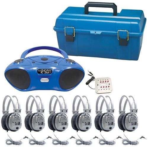 HamiltonBuhl HB-100BT Bluetooth CD FM Listening Center with 6 SC7V Deluxe Headphones