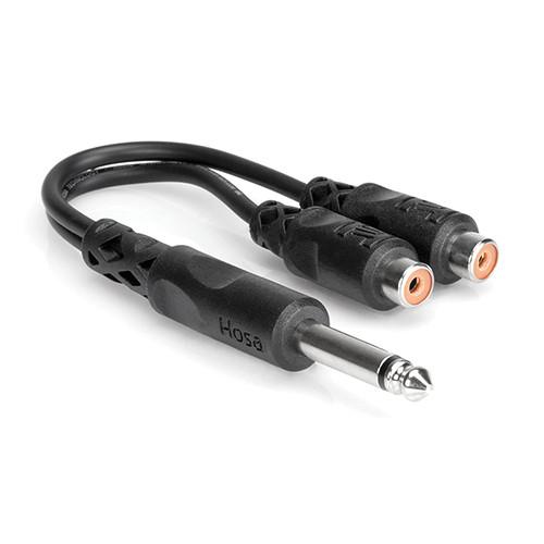 Hosa Technology Mono 1 4" Male to 2 RCA Female Y-Cable - 6"