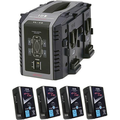 IDX System Technology Endura Cue-D150 V-Mount 4-Battery Kit with 4-Bay Charger