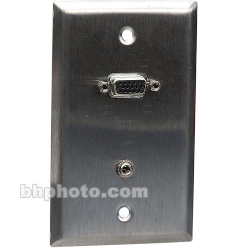 TecNec WPL1154 One-Gang Wall Plate with Female HD-15 and Female 3.5mm Mini Connectors