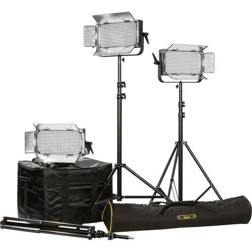 ikan ID500 LED Plus 3-Light Kit with Yokes & AB Battery Plates