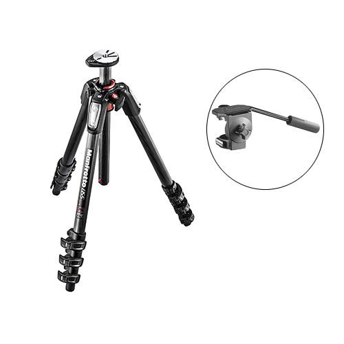 Manfrotto MT055CXPRO4 Carbon Fiber Tripod with 128LP Micro Fluid Video Head Kit