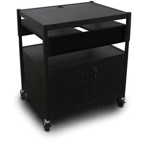 Marvel Spartan Series MVBACE2432-02 Adjustable Media Projector Cart with Cabinet, 2 Pull-Out Side Shelves