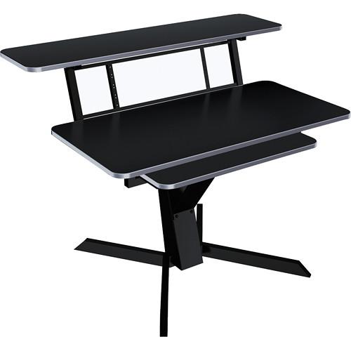 QuikLok Z-460BK Triple Shelf Workstation with Black Wood Tops and Pullout Shelf