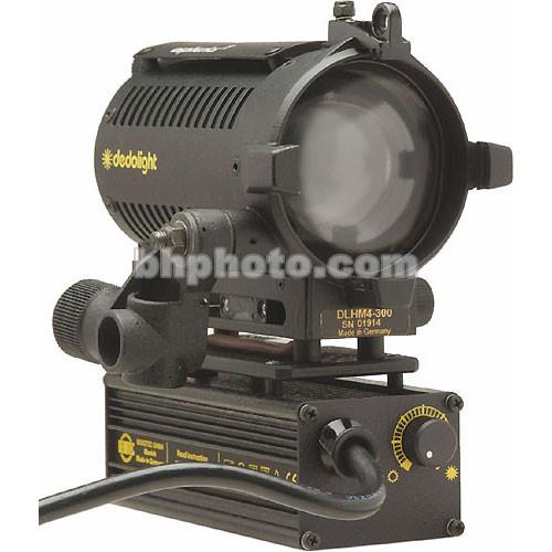 Dedolight DLHM4-300E Tungsten 1 Light Spotlight Kit - consists of: 1 Spotlight with On-Board Dimmer, Barndoors, Filter Holder, Bulbs, Soft Case - 150 Total Watts