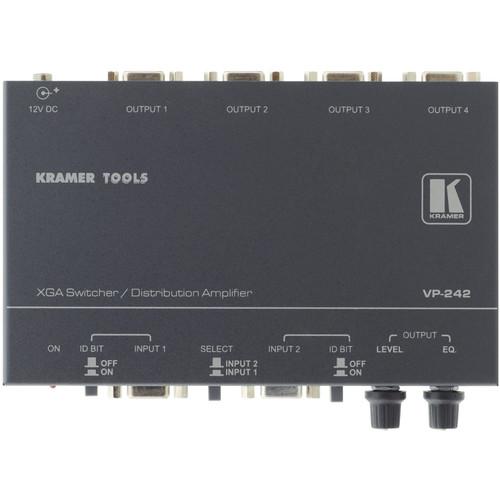 Kramer VP-242 2x1 XGA Switcher, 1x4 Distribution Amplifier, Level and EQ Controls