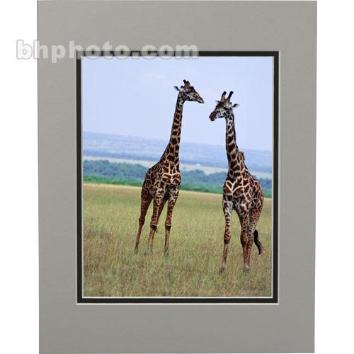 Savage ProMatte Pre-Cut Museum Mat - Double Whitecore - 11 x 14" Mat to Hold 8 x 10" Print - Oxford Gray Mat Black