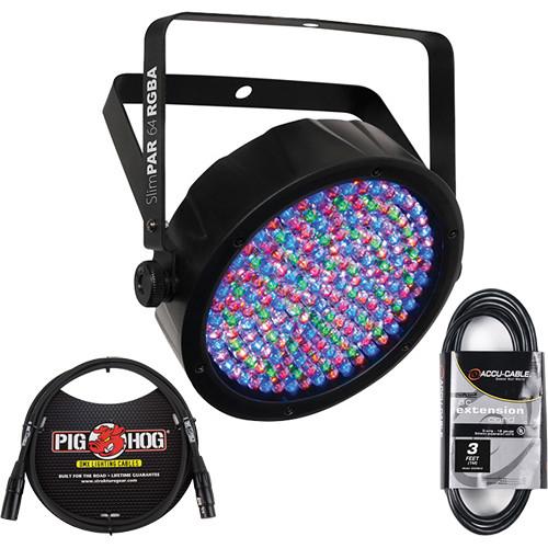 CHAUVET DJ SlimPAR 64 RGBA LED Light with Power and DMX Daisy-Chain Kit