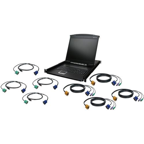 IOGEAR GCL1908KIT 8-Port 19" LCD KVM Drawer Kit with PS 2 and USB KVM Cables