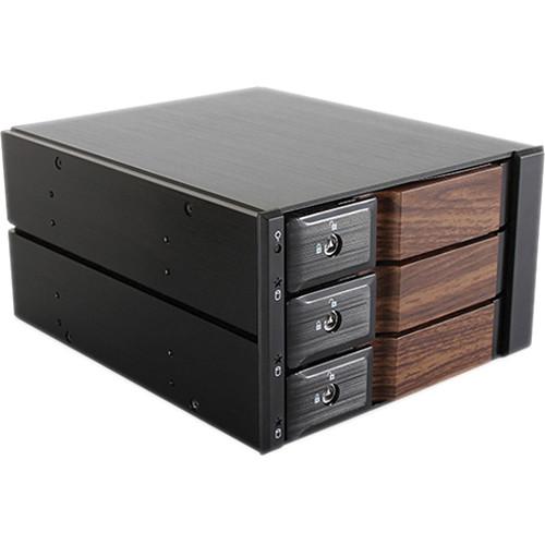 iStarUSA BPN-DE230SS-WB 2x5.25" to 3x3.5" SAS SATA 6.0 Gb s Trayless Hot-Swap Cage with Wood Look Bezel