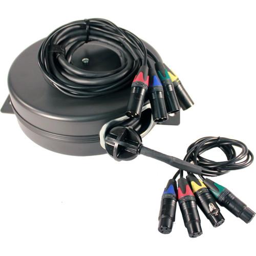 Stage Ninja XLR4-25-S Retractable Quad-Fan XLR Cable Reel