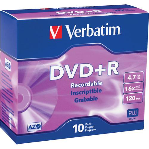 Verbatim DVD R 4.7GB 16x Recordable Discs with Slim Case