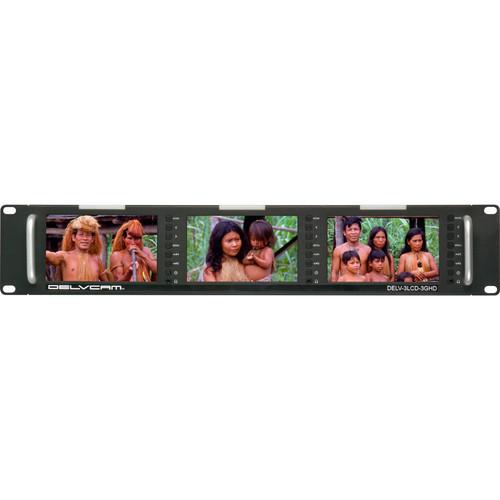 Delvcam 5" Triple Rackmount 3G-SDI HDMI LCD Video Monitor