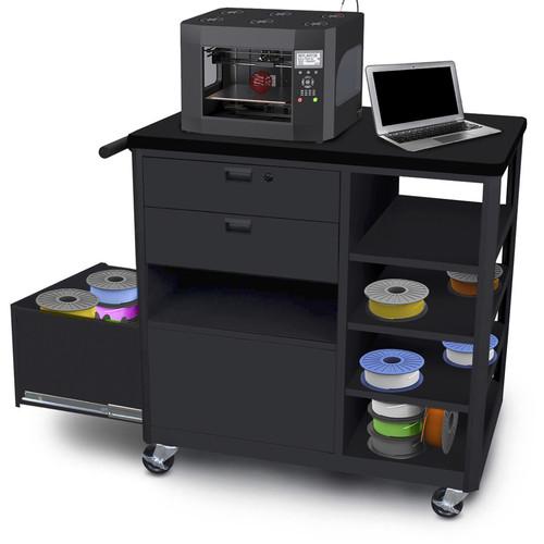 Marvel Mobile 3D Printer Cart with Two Front Locking Drawers and Four Side Shelves