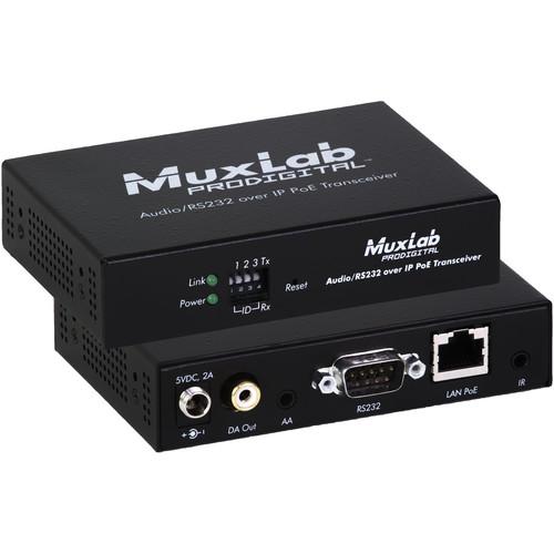 MuxLab ProDigital Audio RS232 over IP PoE Transceiver