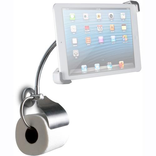 CTA Digital Wall Mount Bathroom Stand with Paper Holder for iPad & Tablets