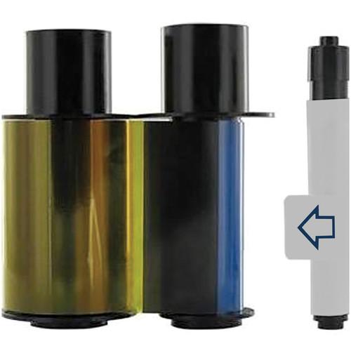 Fargo YMCKO Refill Ribbon with Cleaning Roller