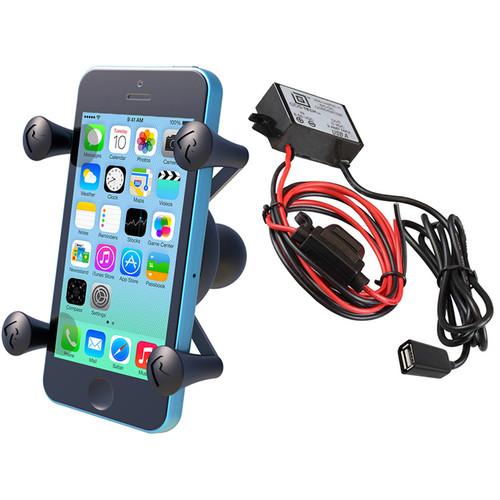RAM MOUNTS Universal X-Grip Cradle with USB Type A Step Down Converter Charger