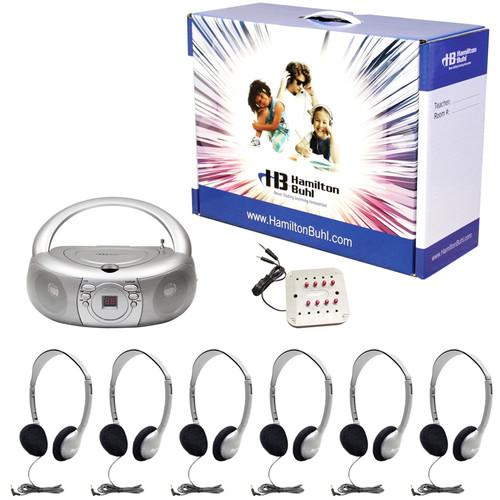 HamiltonBuhl Six-Station Basic CD AM-FM Listening Center with Carry Box