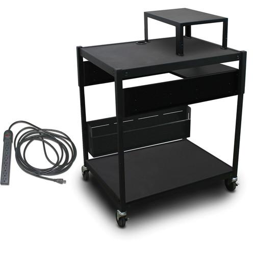 Marvel Spartan Series Adjustable Cart with 1 Pull-Out Side Shelf, Expansion Shelf, and Electrical Cord