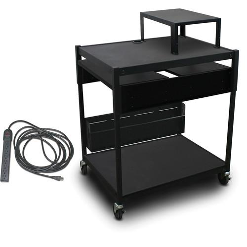 Marvel Spartan Series Adjustable Cart with 2 Pull-Out Side Shelves, Expansion Shelf, and Electrical Cord