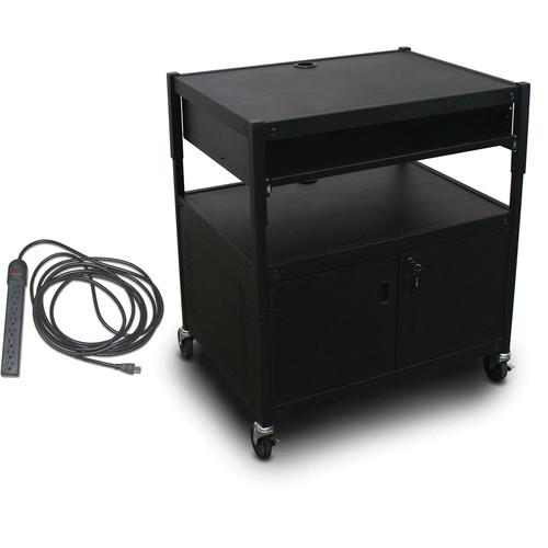 Marvel Spartan Series MVBACE2432-10E Adjustable Media Projector Cart with Cabinet, 1 Pull-Out Front Shelf & UL Listed 8-Outlet Electrical Unit