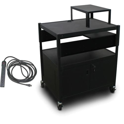 Marvel Spartan Series MVBACS2432-01E Adjustable Media Projector Cart with Cabinet, Expansion Shelf, 1 Pull-Out Side Shelf, and Electrical Cord