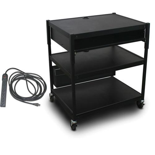 Marvel Spartan Series MVBAEE2432-10E Adjustable Media Projector Cart with 1 Pull-Out Front Shelf & UL Listed 8-Outlet Electrical Unit