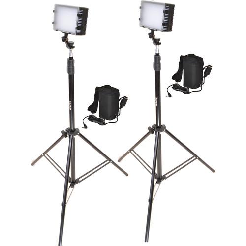 Bescor LED-125 Daylight Studio 2-Light Battery Kit