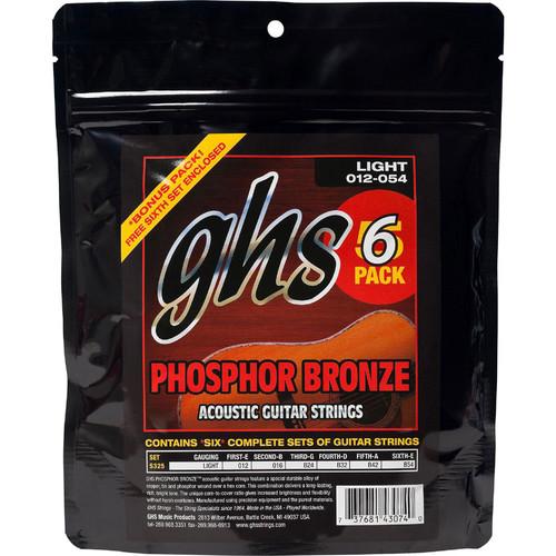 GHS S325-5 Light Phosphor Bronze Multi-Pack Acoustic Guitar Strings