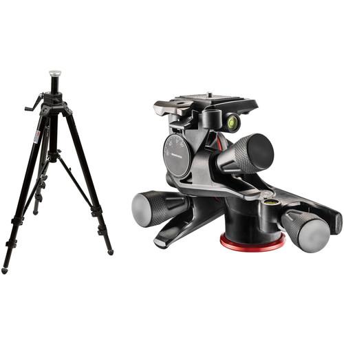 Manfrotto 475B Pro Geared Tripod with Geared Column & XPRO Geared 3-Way Pan Tilt Head Kit