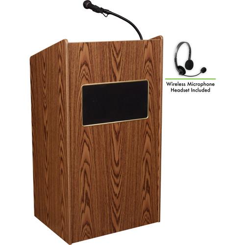 Oklahoma Sound 6010 Aristocrat Floor Lectern with LWM-7 Headset Wireless Microphone