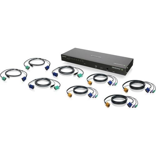 IOGEAR GCS1808iKITTAA 19" Rack Mount 8-Port IP Based KVM Switch Kit with PS 2 & USB KVM Cables