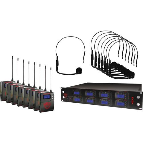Nady 8W-1KU UHF Wireless Receiver System for Eight Simultaneous Transmitters with HM-1 Head-Worn Microphone