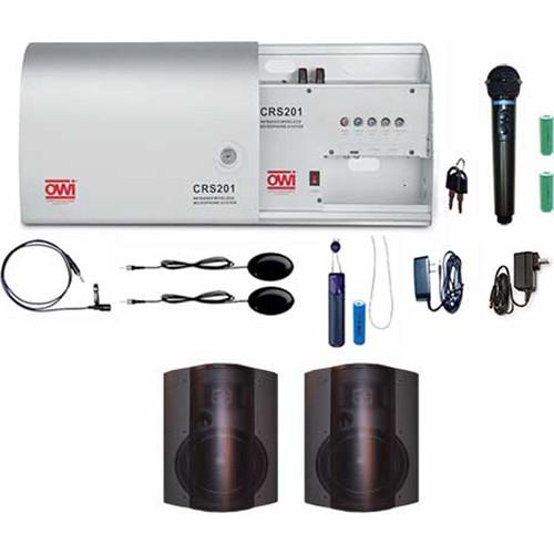 OWI Inc. CRS201-HP-5278B2 Infrared Wireless Microphone System with 2 P5278P-B 5" Speaker Combo Package