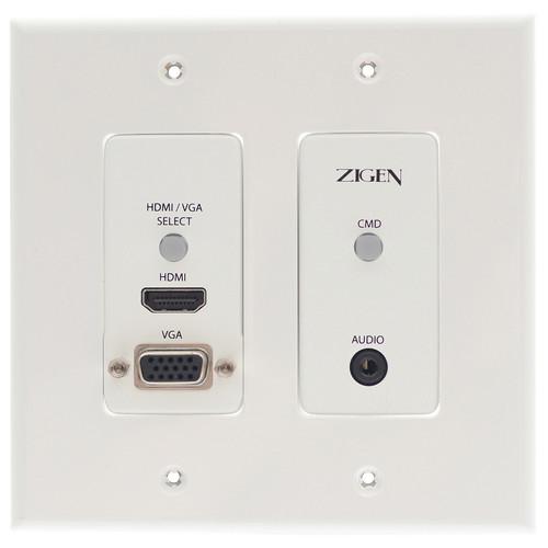 Zigen HDMI & VGA Auto-Switching HDBaseT PoE Wall Plate Transmitter