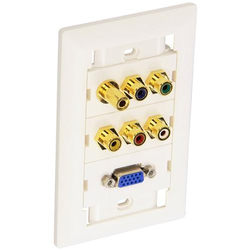 NTW Pre-Configured Customizable UniMedia Wall Plate with VGA, 1 8" Audio, Composite Video, & 5 RCA Stereo Audio Pass-Through