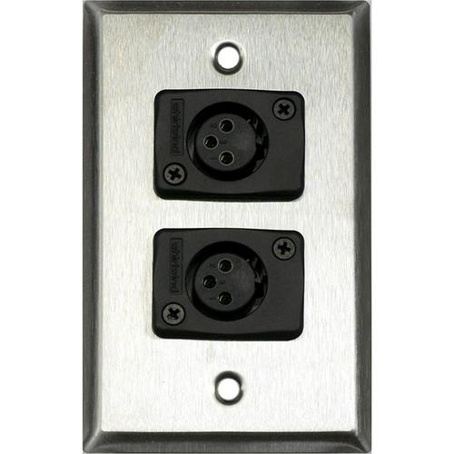 Whirlwind WP1 2FW 1-Gang Wall Plate with 2 Whirlwind WC3F Female XLR Terminals