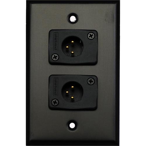 Whirlwind WP1B 2MW 1-Gang Wall Plate with 2 Whirlwind WC3M Male XLR Terminals