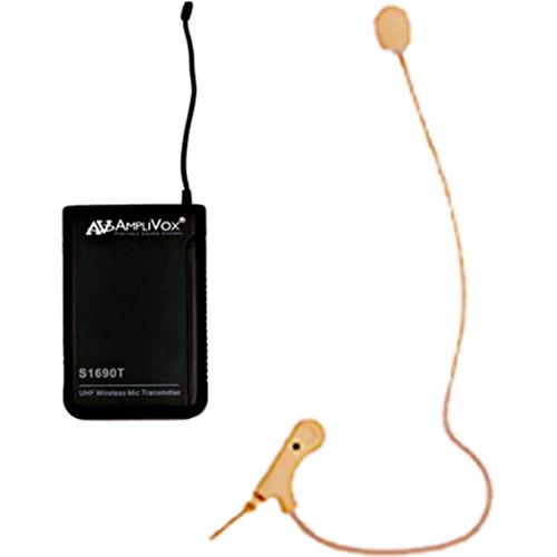 AmpliVox Sound Systems Wireless 16-Channel UHF Single Over-Ear Headset Electret Microphone Kit